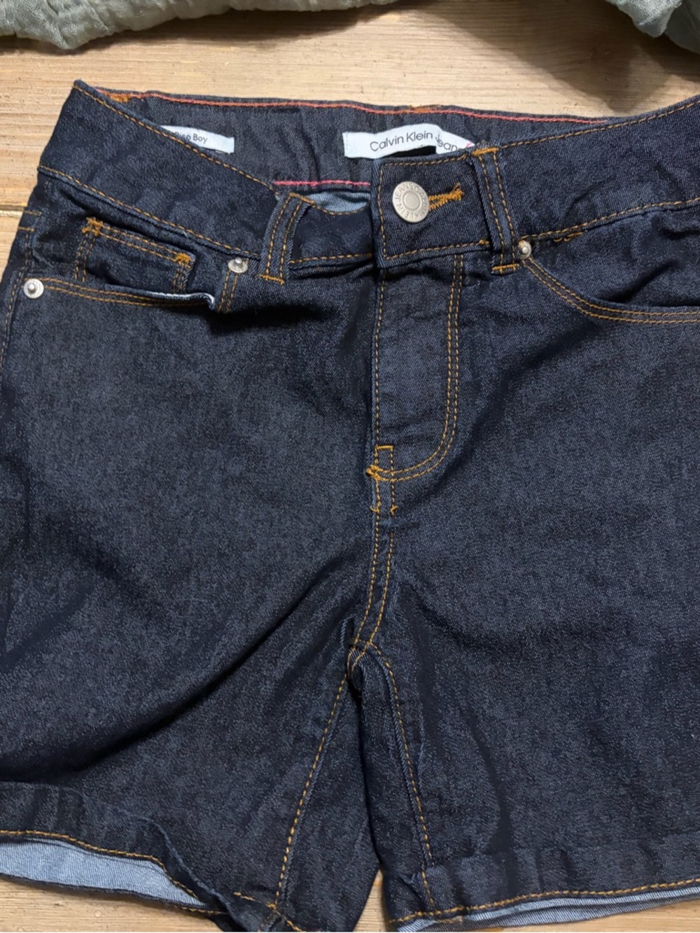 Calvin Klein Kid’s Dark Blue Denim Shorts adjustable waist